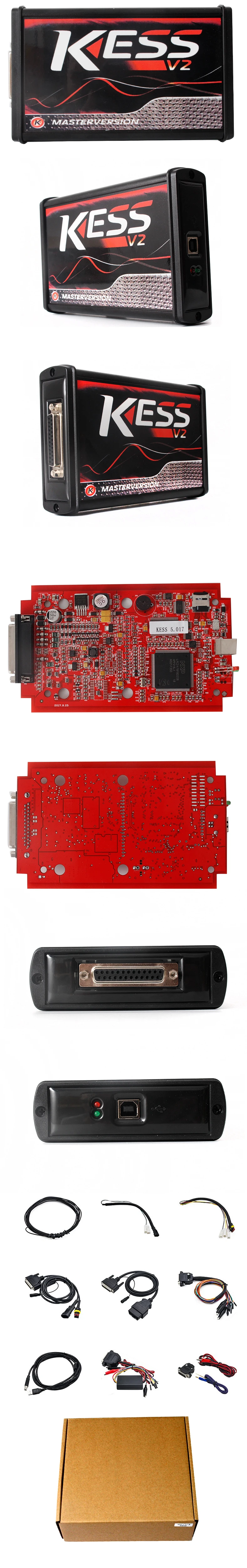 Онлайн ЕС красный 4 светодиодный Kess V2 5,017 OBD2 менеджер Тюнинг Комплект красный KTAG V7.020 без маркера K-TAG 7,020 мастер V2.47 ЭКЮ программист