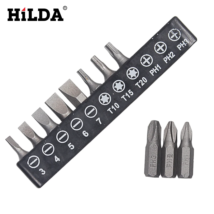 HILDA, электрическая отвертка, 6 в, на батарейках, аккумуляторная отвертка, дрель, набор, электрическая отвертка, набор+ 11 шт., биты-Аксессуары