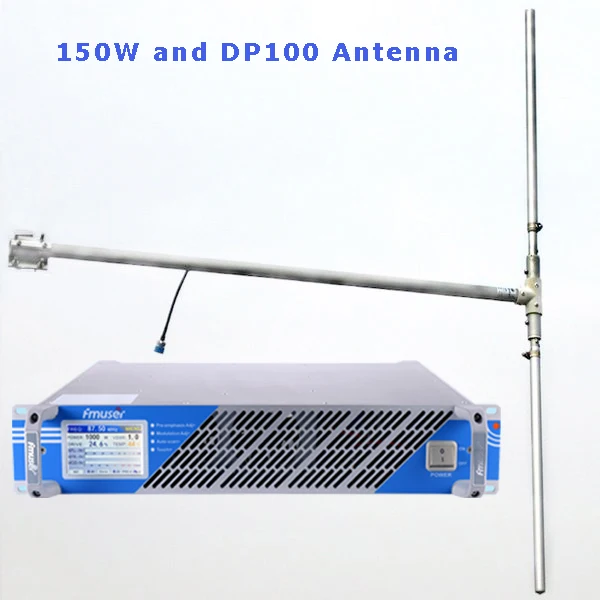 

FMUSER CZH FU-150 100Watts 150W FM radio audio transmitter wireless and two bay of DP100 dipole broadcast antenna A KIT