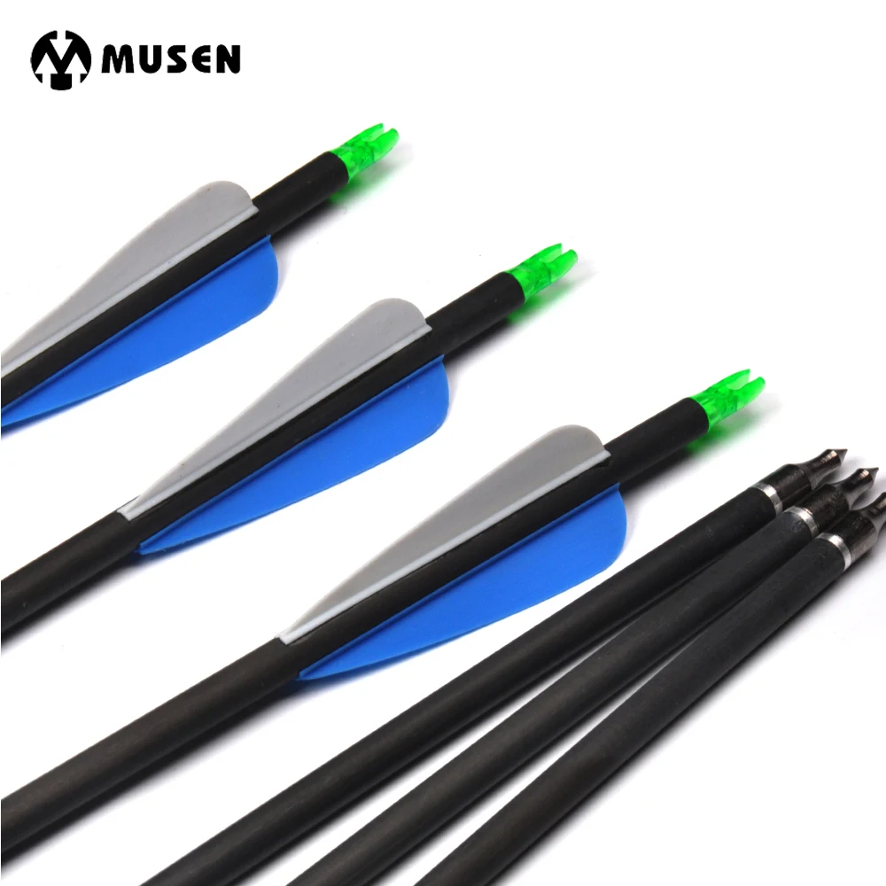 6/12/24pcs 30 Inches Spine 340 Dia 7.5mm Pure Carbon Arrow Shaft with Removable Tip for Recurve