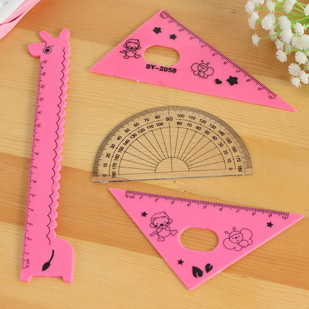 

1 set , Cartoon Giraffe Ruler Set , Straight Ruler / Triangular Ruler / Protractor Junior School Ruler Set Office Supply