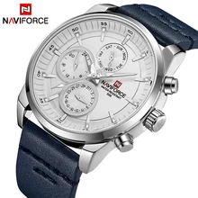 Часы NAVIFORCE мужские, водонепроницаемые, кварцевые, с 24 часами, кожаным ремешком