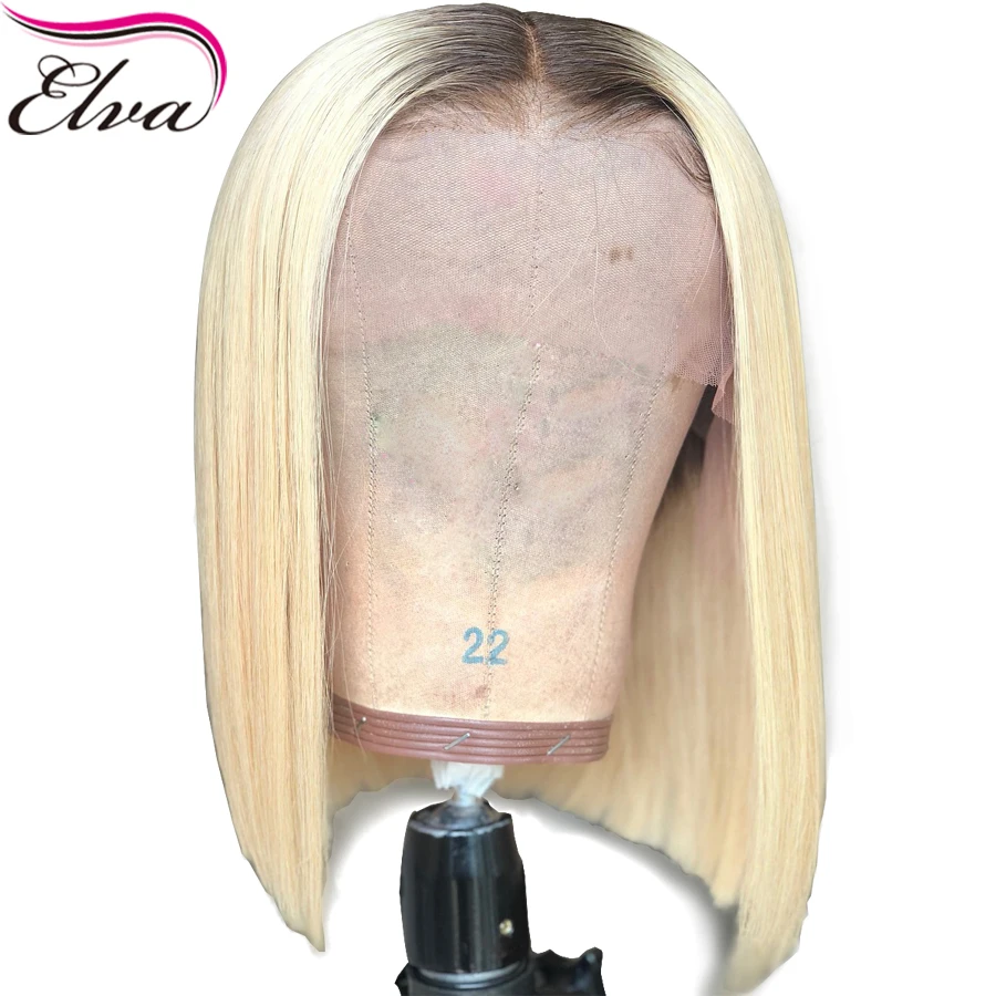 Short Human Hair Wigs Two Tone Color Brazilian Glueless Lace Front