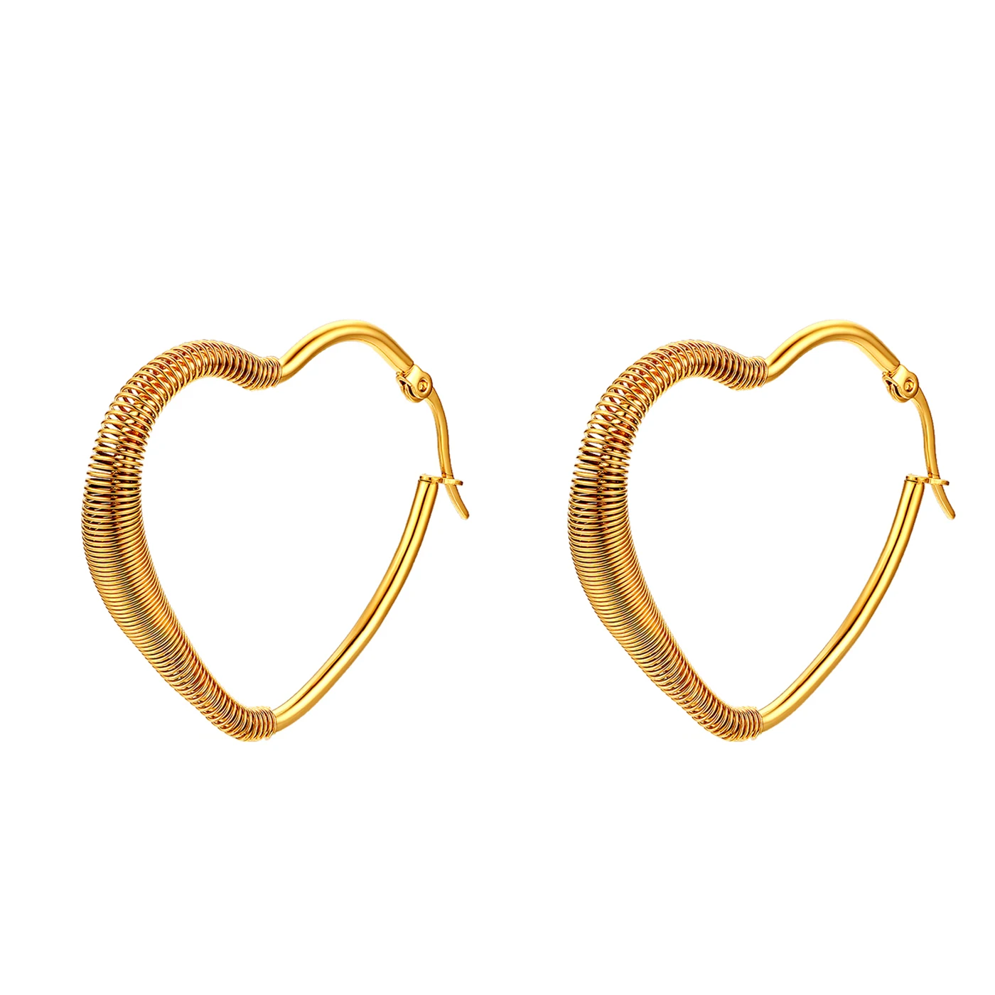 BONISKISS Women Fashion Hoop Earrings Aretes Cute Heart Pattern Jewelry Pendientes Aro Drop Ship