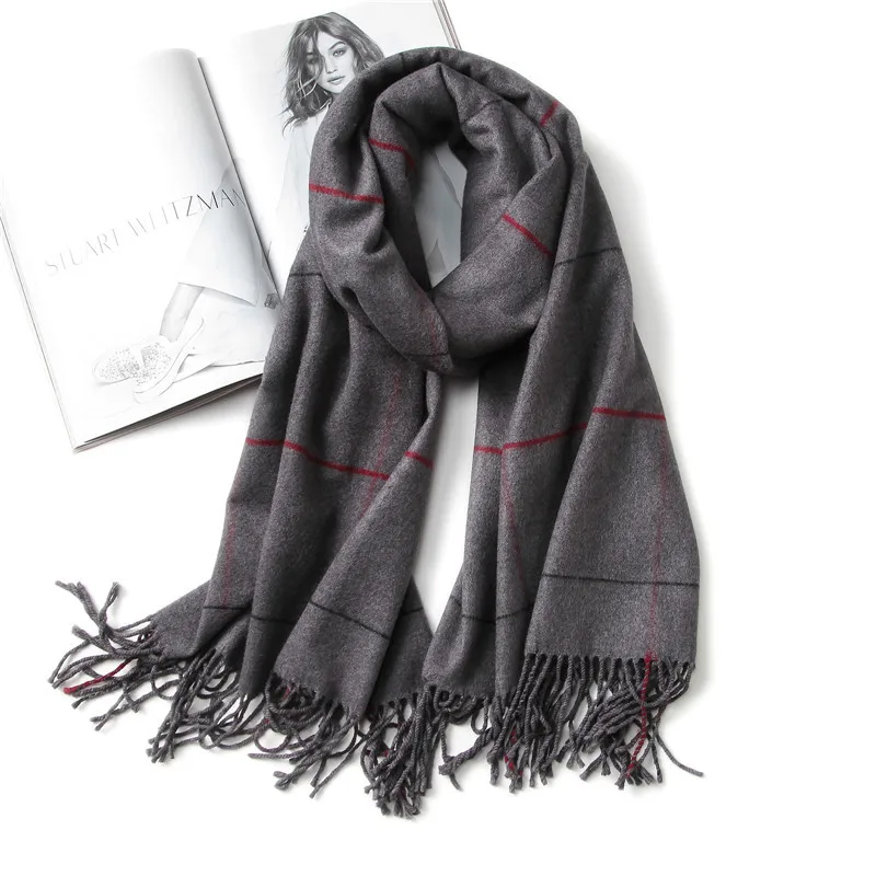 Goedkoop Vintage 2017 luxe merk vrouwen sjaal plaid warm kasjmier sjaals lady winter sjaals en wraps pashmina bandana dikke foulard