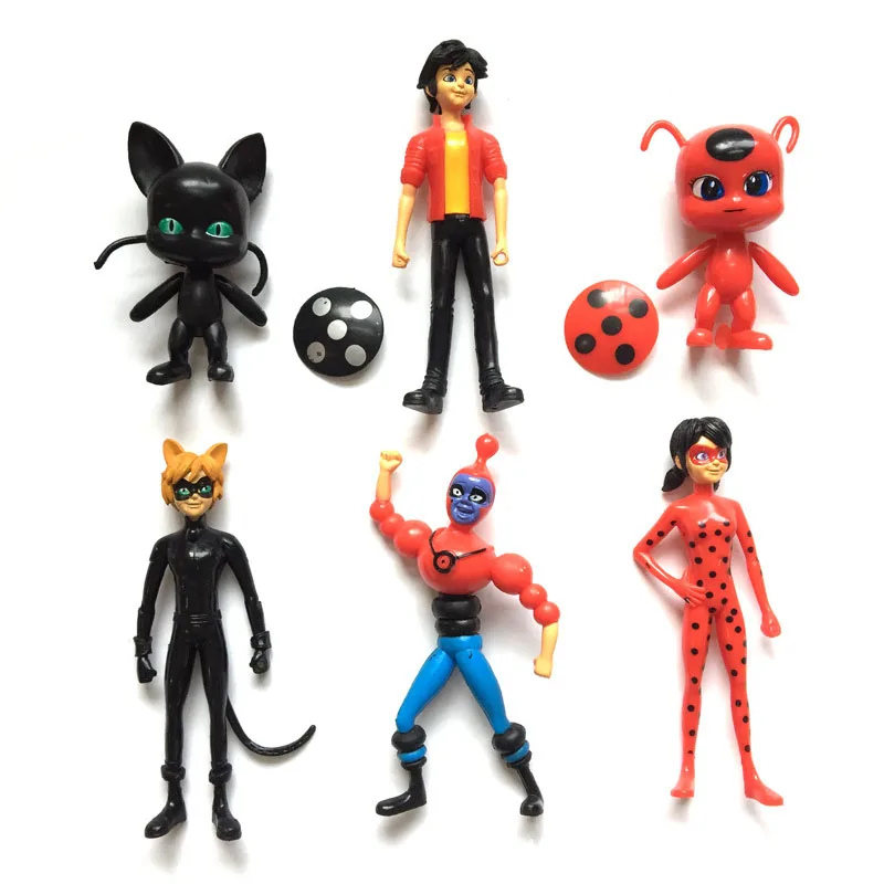 6pcs Miraculous Ladybug marinette cat noir toys set 2016 New Miraculous