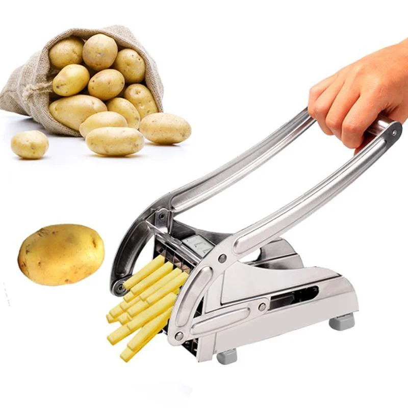 

Potato Slicer Cutter French Fry Cutter with 2 Blades Stainless Steel Chopper Potato Chipper Kitchen Gadgets for Cucumber Carrot