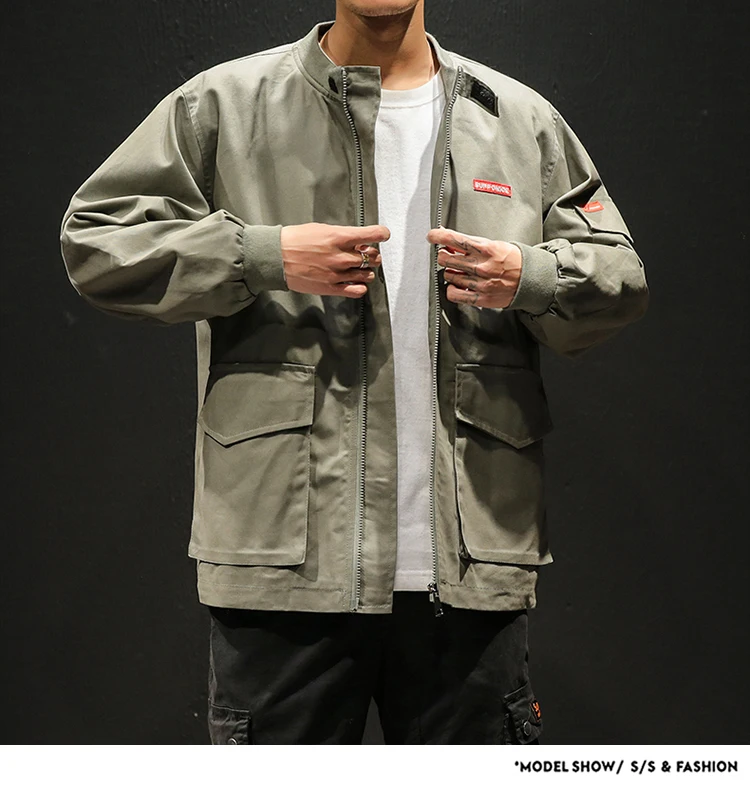 Негабаритный M-5XL мужские куртки повседневная одежда ветровка Harajuku пальто уличная свободный дизайн модное карго пальто с длинным рукавом