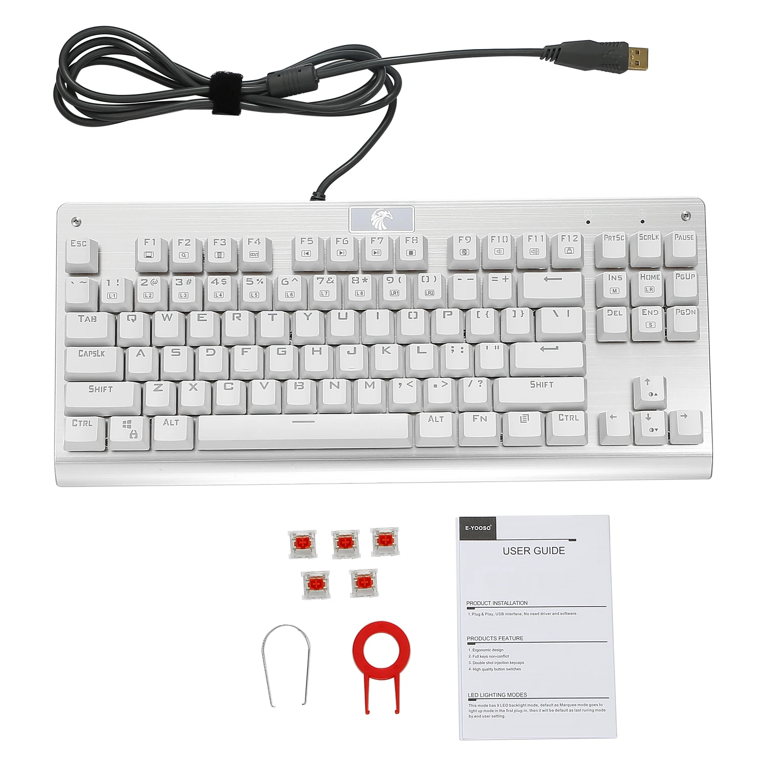 Механическая клавиатура Z77 Eagle TKL, игровая, светодиодный, с подсветкой, металлическая пластина, 87 клавиш, Outemu, переключатели, эргономичная клавиатура для геймера, Typist