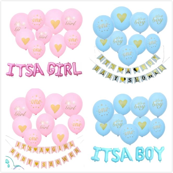 

Its a Boy Its a girl Baby Shower Party Decorations "Its a boy""Its a girl"one year heart balloon Birthday Party Baby Shower