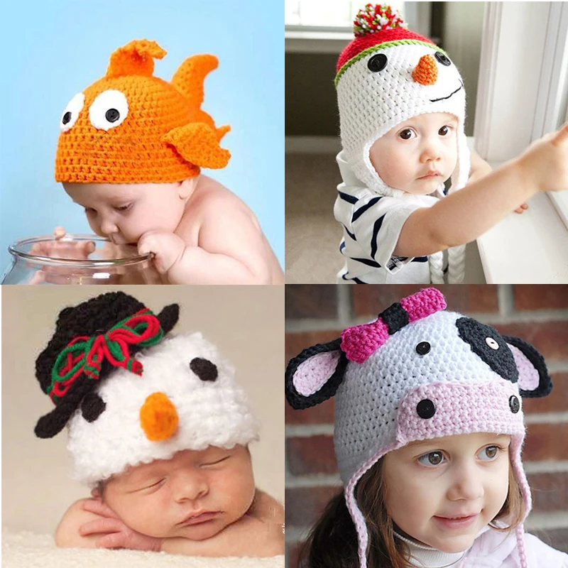 Baby Hats Animals & Character Style Baby Toddler Kids Boy Girl Knitted