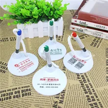 100 шт./лот пластиковое основание рекламный Прилавок ручка липкий настольная ручка, подпись ручка можно напечатать логотип на заказ BYP-8102129