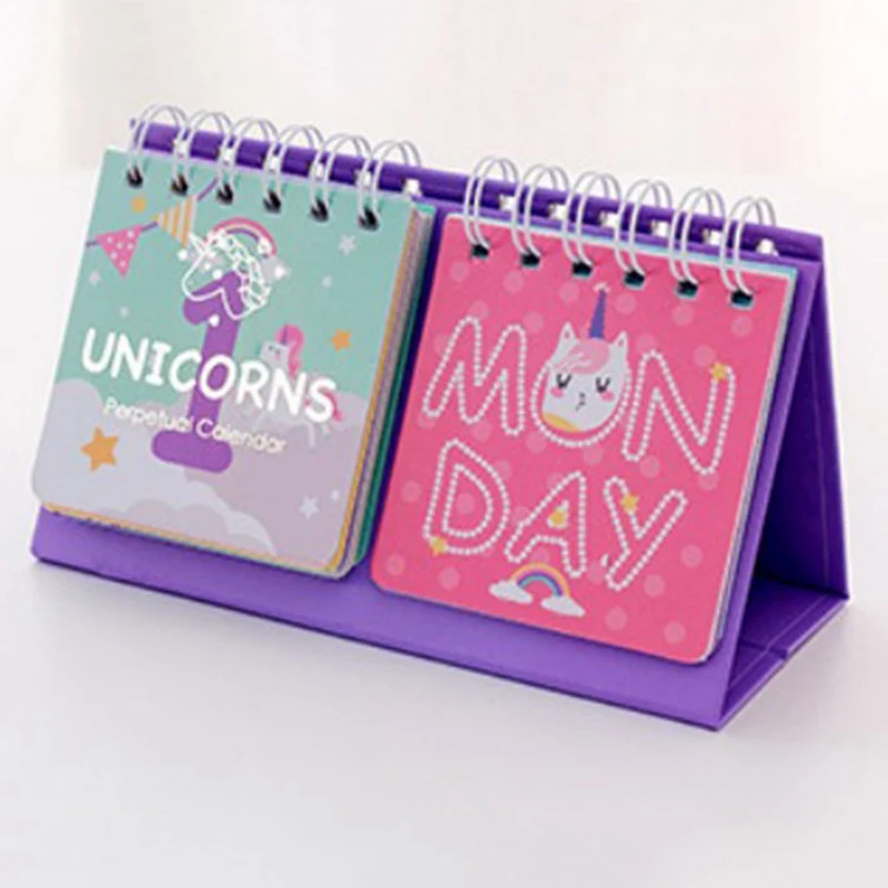 

2019 New Cute Unicorn Flamingo 2019 Planner Desk Calendar Supplies Office Decoration Organizer For Students
