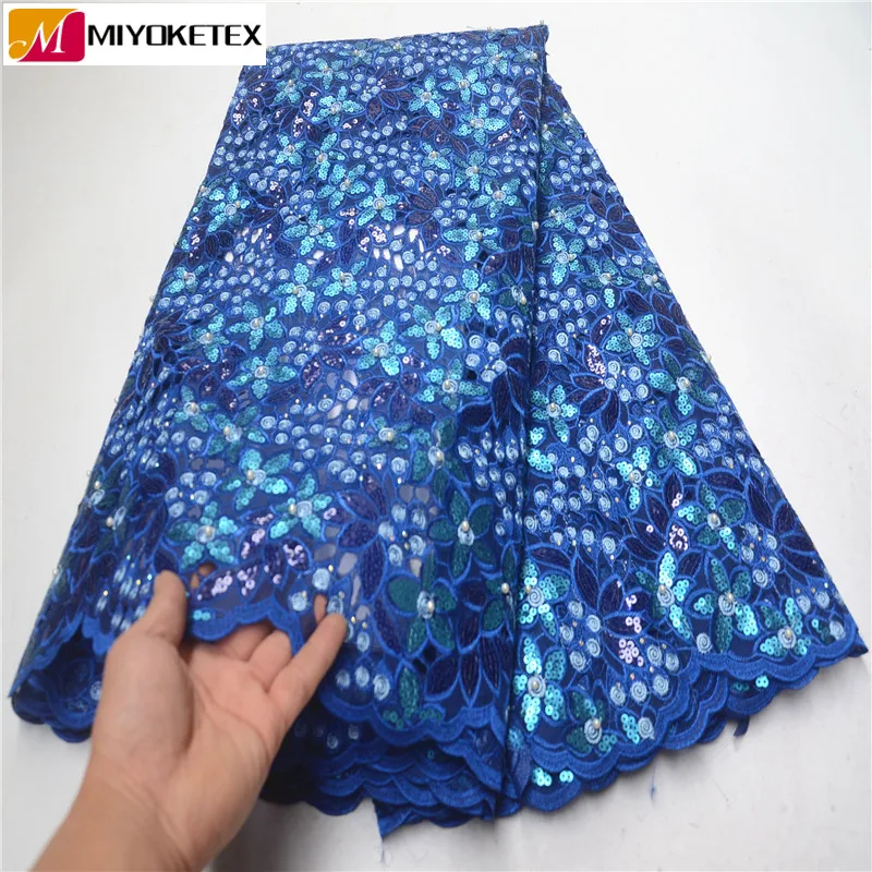 

2019 Sequined Embroidered Lace African Organza Lace Fabric For Noble Lady Bride Dress Wedding Material Nigeria Sequins PSA638-2