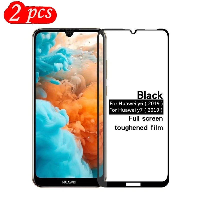 

2pcs Tempered Glass For Huawei Y6 2019 Full Cover 9H Explosion-proof Protective film Screen Protector For Huawei Y7 2019