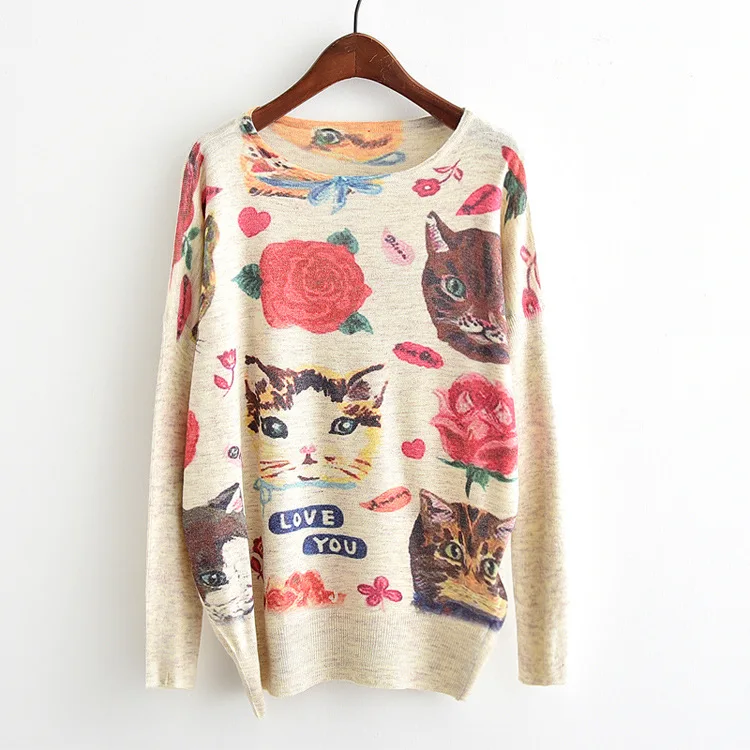 Осенний, зимний женский свитер с совой,, вязаный джемпер с длинным рукавом, женский свитер и пуловер, Женский хлопковый топ