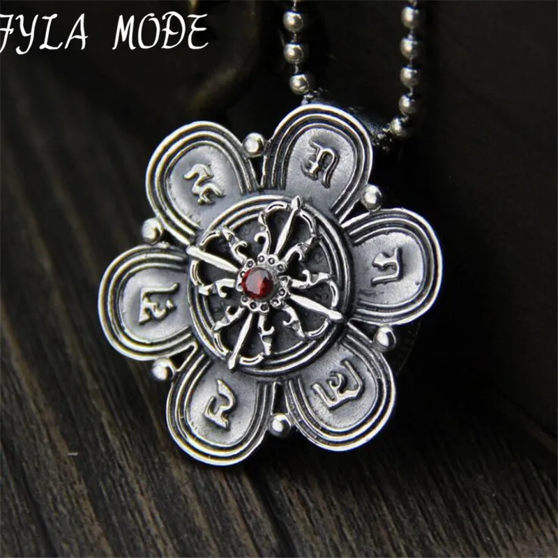 

S925 Sterling Silver Pendant Flower Box Silversmith Gawu Box Nepal Shurangama Mantra Safe Evil Buddhist Wholesale 32.7*36.4MM