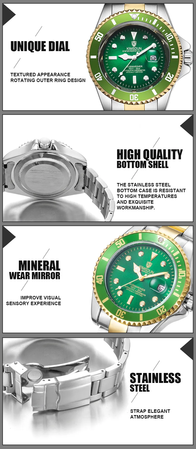KIMSDUN Роскошные Брендовые мужские военные спортивные часы мужские кварцевые часы полностью стальные водонепроницаемые деловые наручные часы Reloj Hombre