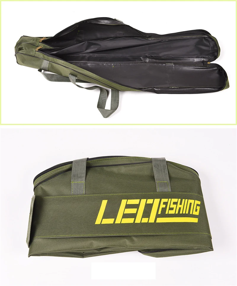 Double Layer Canvas Fishing Bag 100cm 150cm Portable Folding Fishing Rod Bag Fishing Tackle Carrier Bag (7)