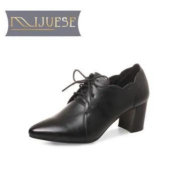 

MLJUESE 2018 women pumps autumn spring lace up microfiber pointed toe Red color high heels women size 34-43