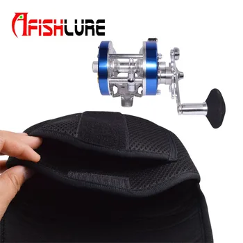

New 195 x 195mm Fishing Reel Bag Protector Cover Casting Reel Fishing Reel Carp Fishing Black Bag for Outdoor Sport Fishing