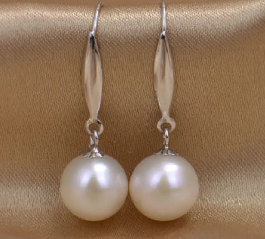 

Free Shipping >>>>REAL CHARMING 10-11 MM AAA AKOYA NATURAL PEARL EARRING 14K WHITE GOLD HOOK