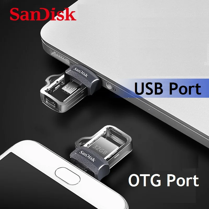 SanDisk OTG 32GB USB Flash Drive 64GB 128GB Ultra Dual Drive 16GB 3.0 USB Pendrive USB Stick Android Phone Metal USB Pen Drive