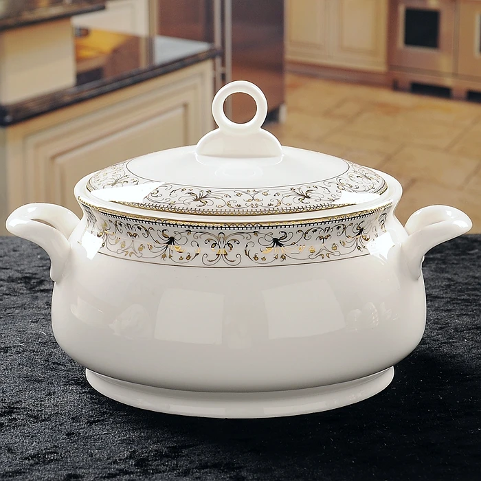 8 inch, gold butterfly designed, bone china big serving bowl, food