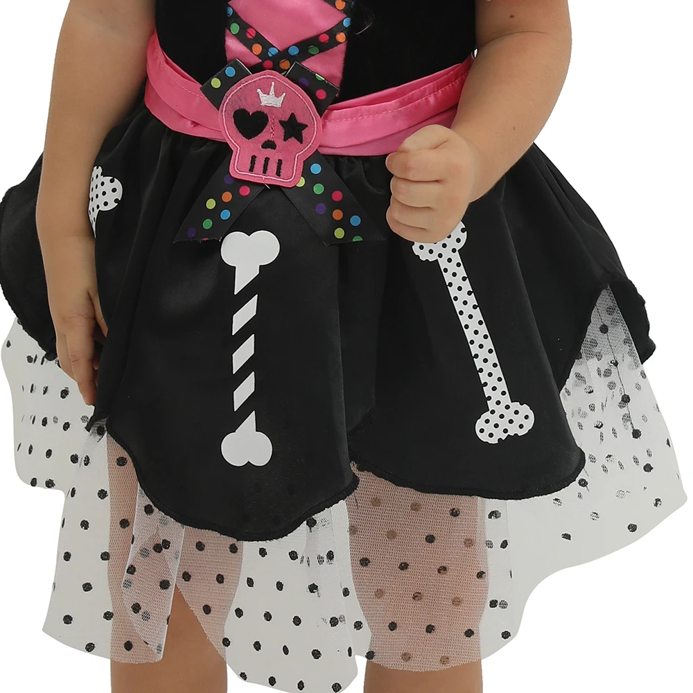Eraspooky младенческой Скелет платье Детский костюм на Хеллоуин для Косплэй для маленьких девочек Одежда для новорожденных Одежда для карнавала, вечеринки