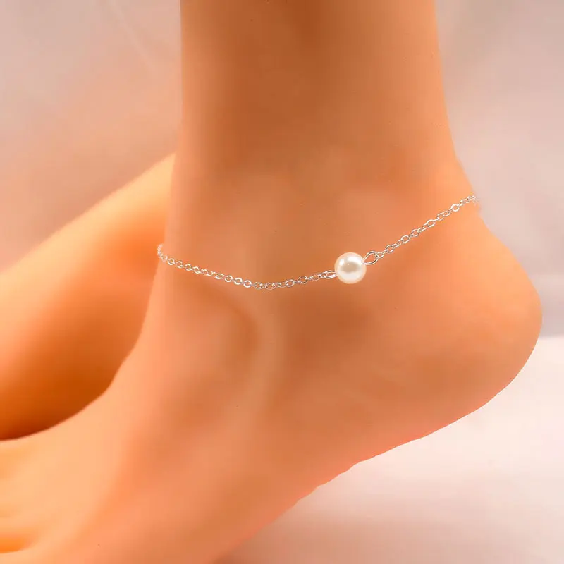 

New Beach Pearl Foot Chain Anklets Female Simple Fashion Creative Ankle Chain Anklet Bracelet for Women Jewelry