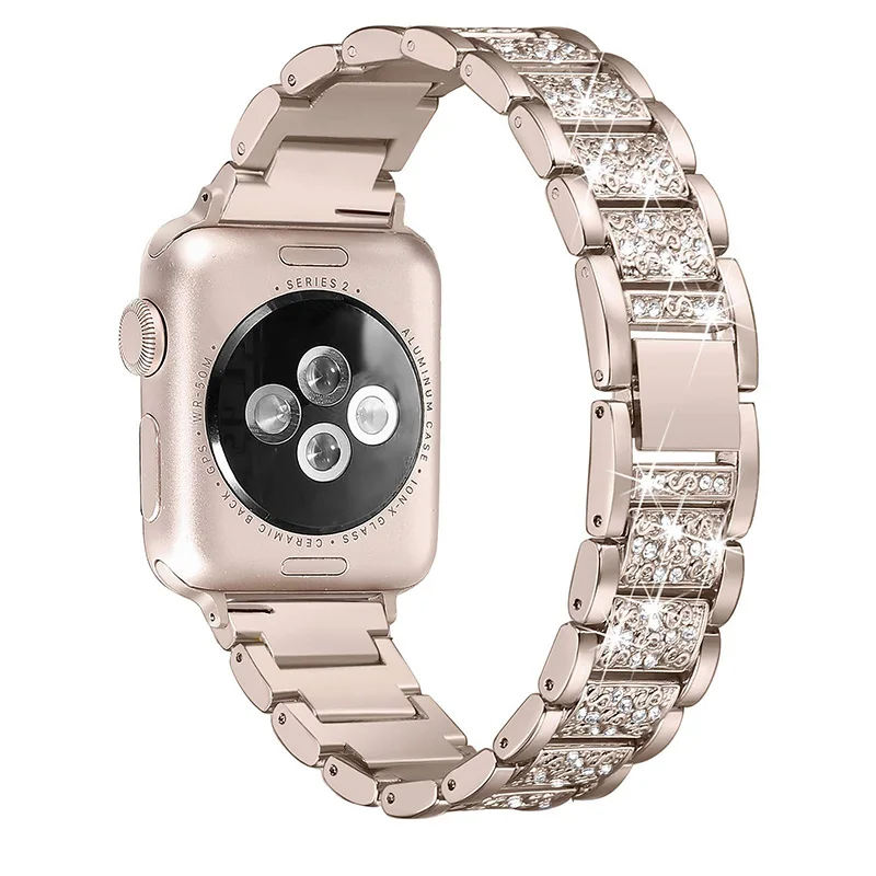 Ремешок для Apple Watch 38 мм 40 мм 42 мм 44 мм Женский бриллиантовый ремешок для Apple Watch серии 5 4 3 2 iWatch браслет из нержавеющей стали ремешок - Цвет ремешка: retro gold(no watch)