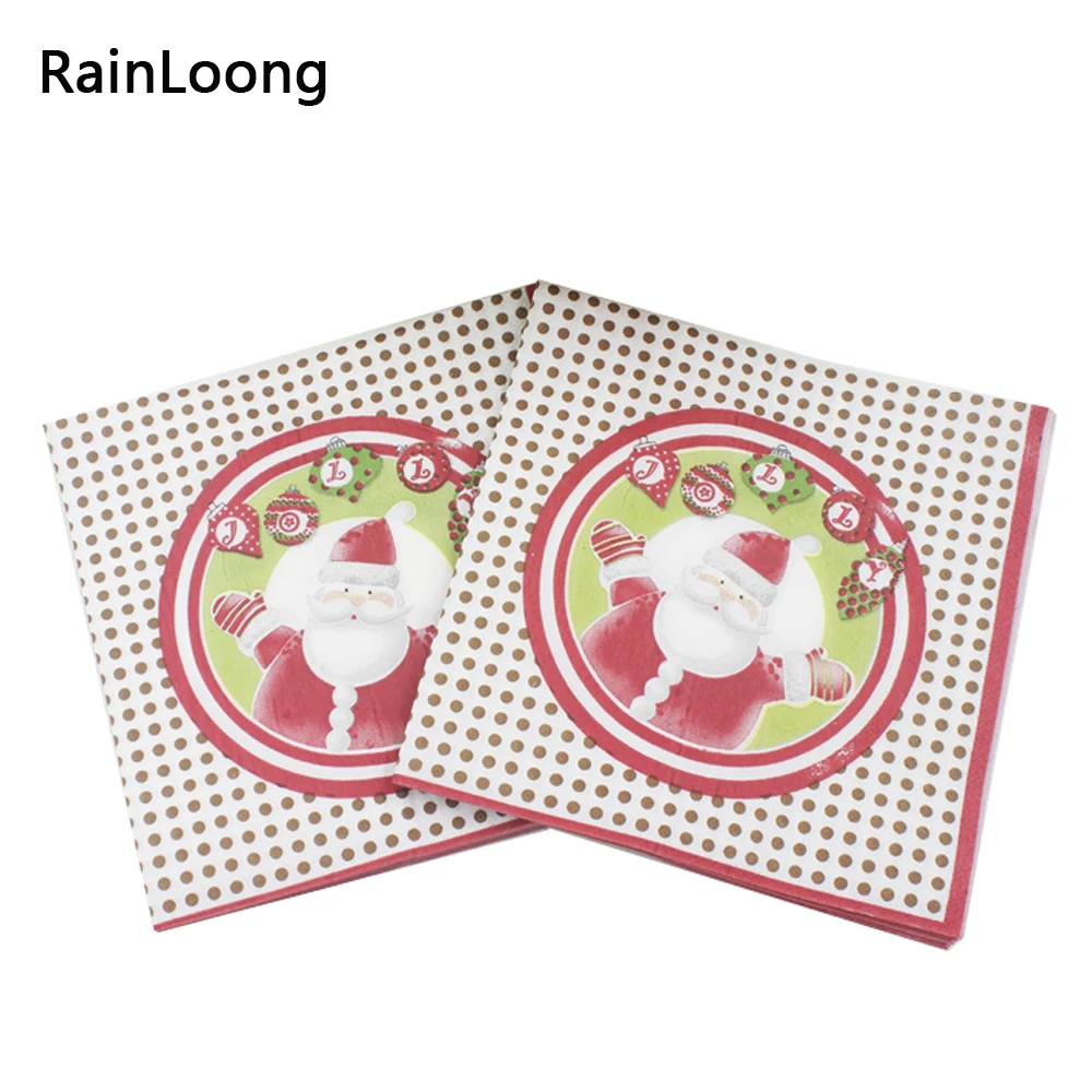 

[RainLoong] Jolly Santa Paper Napkins Christmas Festive & Party Tissue Napkins Decoration Guardanapo 33cm*33cm 1pack/lot