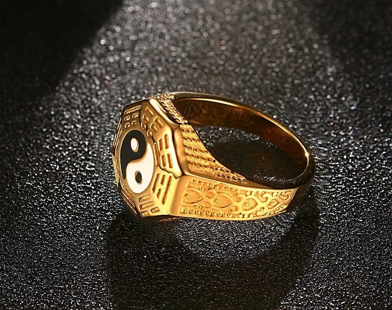 SIZZZ мужское кольцо с изображением Инь Янь из нержавеющей стали|ring stainless steel|ring