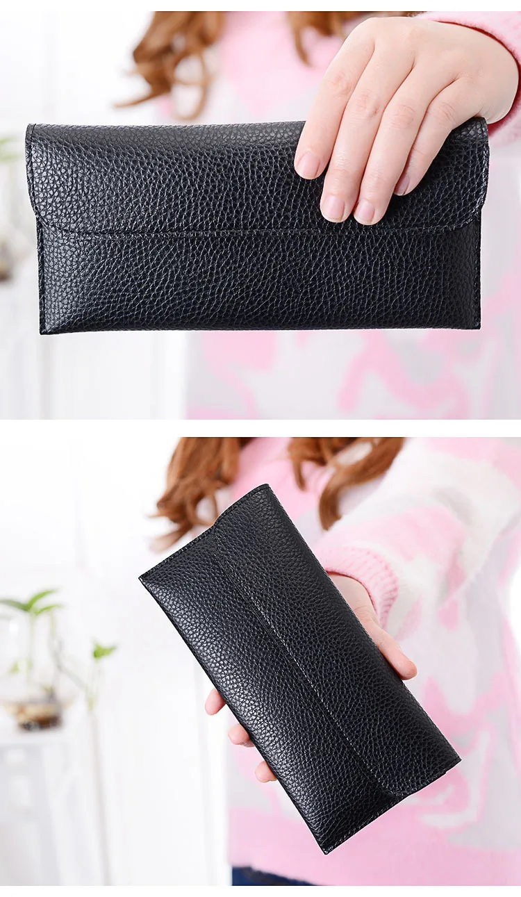 XZXBBAG Модный женский длинный кошелек с зернистой текстурой личи дизайн женский несколько держатель для карт Конверт Кошелек Дамская сумка для денег зажим