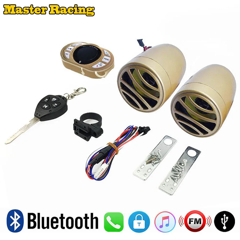 

Motorcycle Scooter Bluetooth MP3 Music Player Speakers Motor Audio Sound Anti-theft Alarm System ATV USB FM Radio Phone Answer
