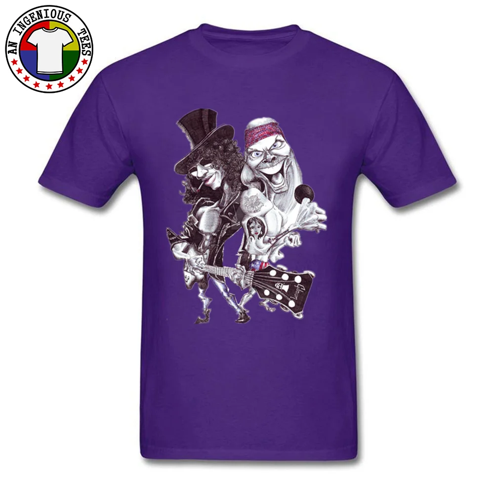 On Sale Man T Shirts O Neck Short Sleeve Pure Cotton Guns N Rose Cartoon Tops Shirts comfortable Tshirts Wholesale Guns N Rose Cartoon purple