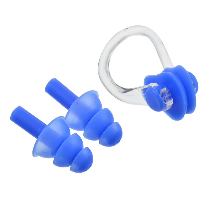 Soft Silicone Swimming Nose Clips& 2 Ear Plugs Earplugs Gear Waterproof Swim Set Surf Diving Piscina Accessories Water Sports