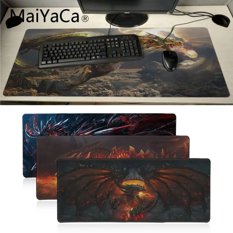 

MaiYaCa Simple Design Fire Dragon Anti-Slip Durable Silicone Computermats Anime Cartoon Print Large Size Game Mouse Pad