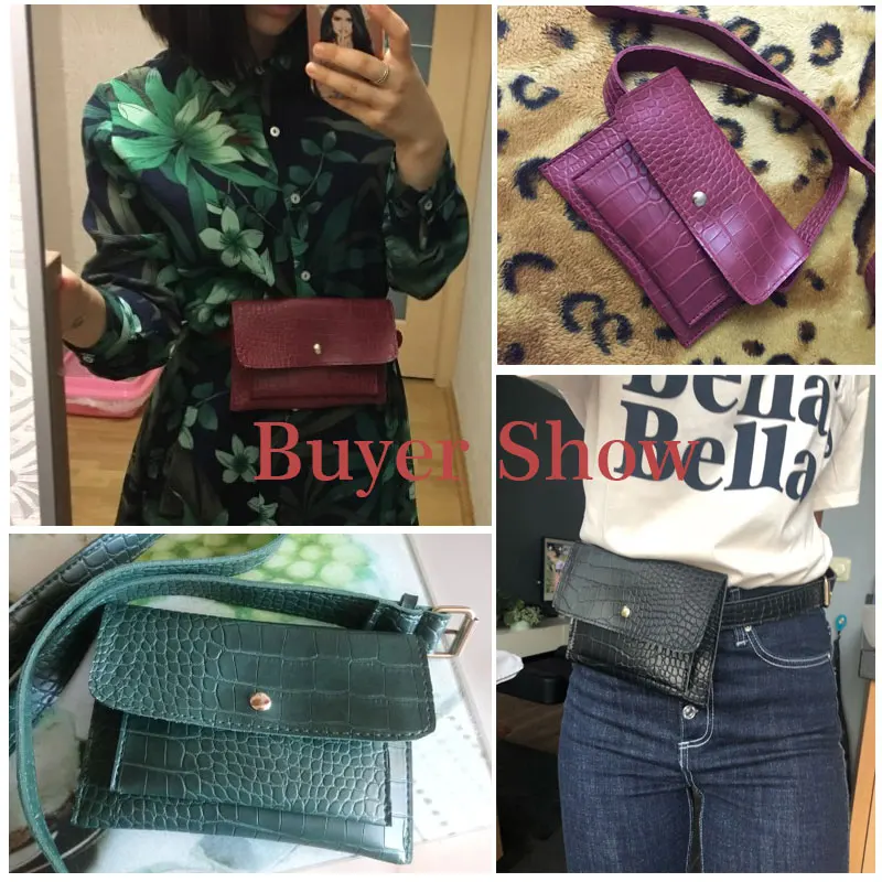 New Fashion Crocodile Shoulder Waist Bag Women Waist Fanny Packs Belt Bag Luxury Brand Leather Chest Handbag Alligator Envelope