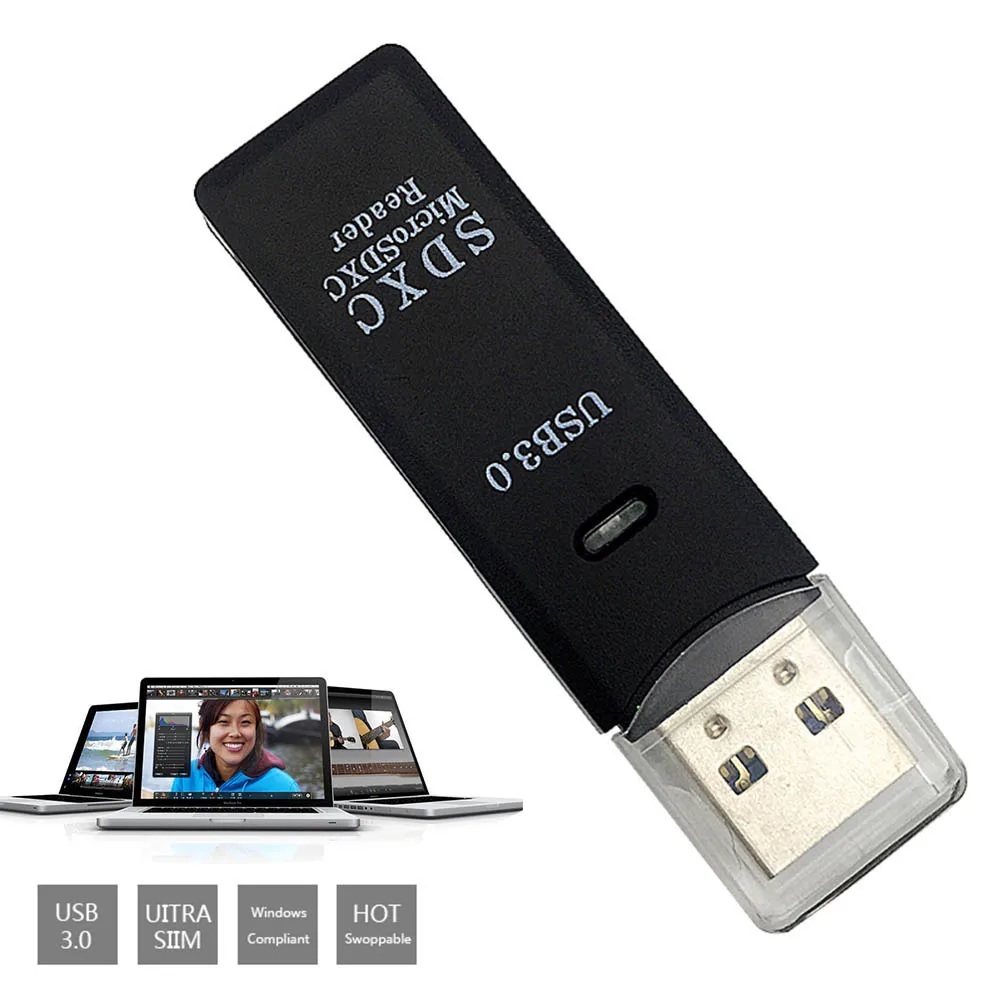 

2 In 1 USB 3.0 Card Reader High Speed Flash Adapter for Micro SD SDXC Memory Cards DJA99