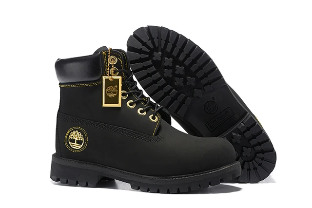timberland black and gold boots