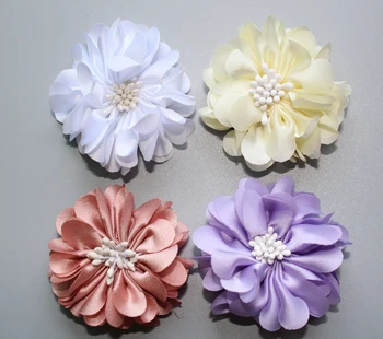 

new arrival 5cm Paris chiffon Flowers felt back,Fabric Flower DIY, Hair Accessories girl hair clip garment material 50ps/lot