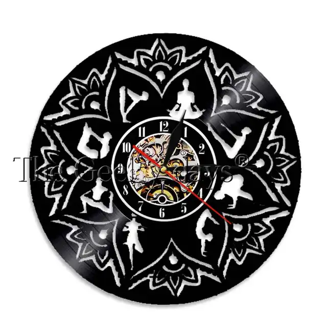 New Om Yoga Studio Wall Clock Gymnastics Vinyl Record Wall Clock Zen Meditation
