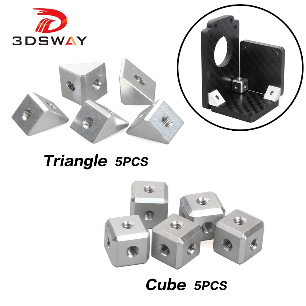 Printer Peças m3 Parafuso Porca Suporte Fixação Bloco Folha Bloco de Alumínio Openbuild Triângulo Cube Acessórios Diy 3dsway3d