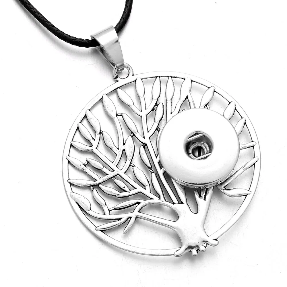 

Newest Tree of Life Necklaces Metal Snap Button Necklace Fit 18mm Snap Buttons Pendant Necklaces Women Snap Jewelry