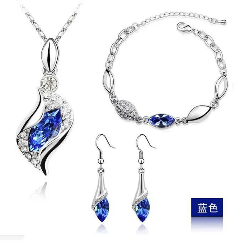 Женский ювелирный комплект из колье и браслета с австрийским кристаллом|vintage jewelry
