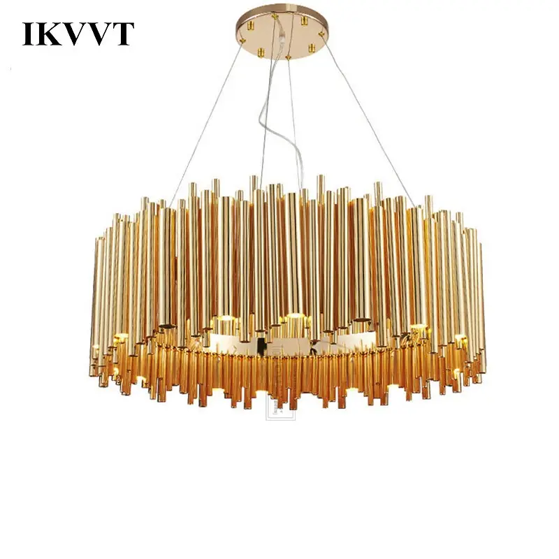 IKVVT Modern Luxury Gold Aluminum Alloy Round Pendant Lights Lamps Suspension Luminaire Restaurant Hotel Lobby Project Light | Освещение