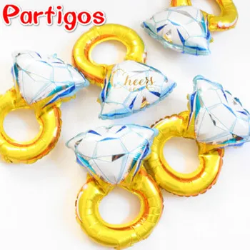 

10pcs/lot 37*25cm Mini Gold Diamond Ring foil helium balloons Romantic Valentine's day wedding party supplies Love Balls Toys
