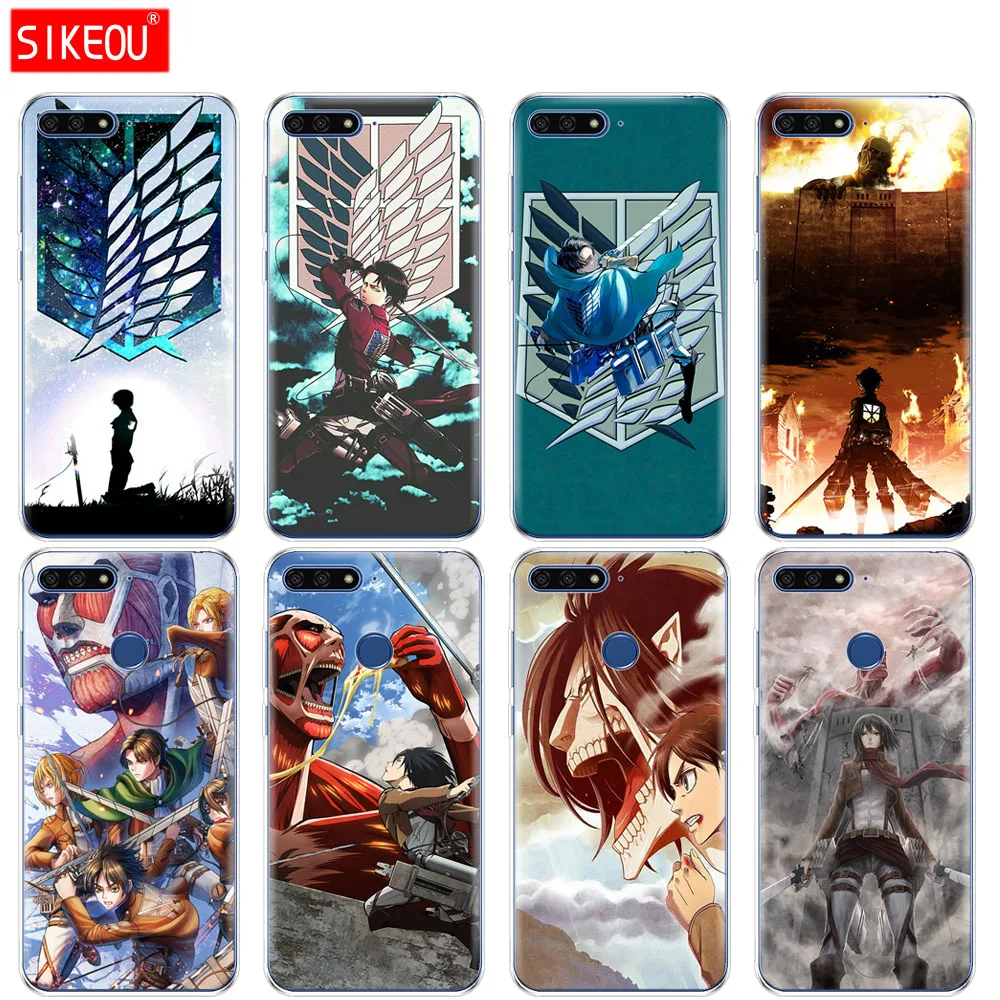 

Silicone Cover Phone Case For Huawei Honor 7A PRO 7C Y5 Y6 Y7 Y9 2017 2018 Prime Anime Japanese attack on Titan