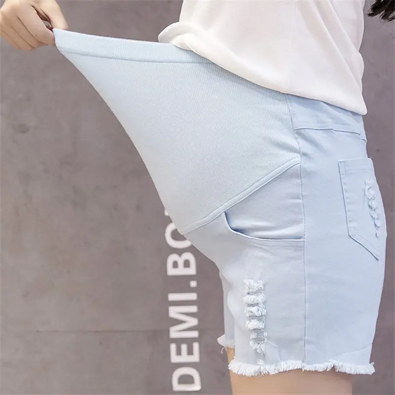 HziriP новые летние джинсовые для беременных уход за беременностью живота повседневные женские модные свободные плюс эластичные шорты - Цвет: light blue